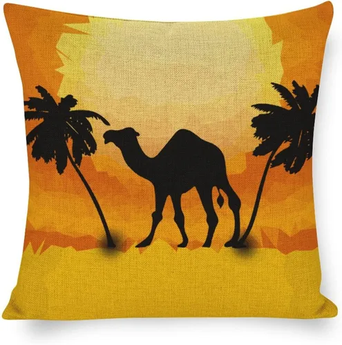 Miniatura 9 de Almohadas de cama con palmeras africanas, camellos, elefantes, 18 x 18 pulgadas, funda de cojín de lino animal de verano para decoración del hogar