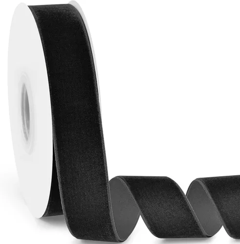 Miniatura 8 de Cinta de terciopelo de 5/8 pulgadas de ancho, 25 yardas, cinta de terciopelo negro en carrete para manualidades, envoltura de regalos, bricolaje