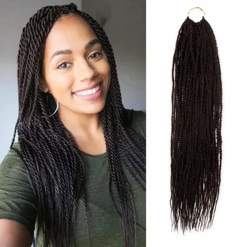Miniatura 30 de AU-THEN-TIC Cabello senegalés con trenzas de ganchillo de 22 pulgadas, 6 paquetes de 40 mechones por paquete, extensiones de cabello de ganchillo