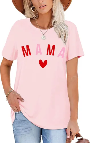 Miniatura 3 de Mama Mini camisas Mommy and Me Outfiits Love Heart Graphic de manga corta, camisetas casuales a juego para la familia