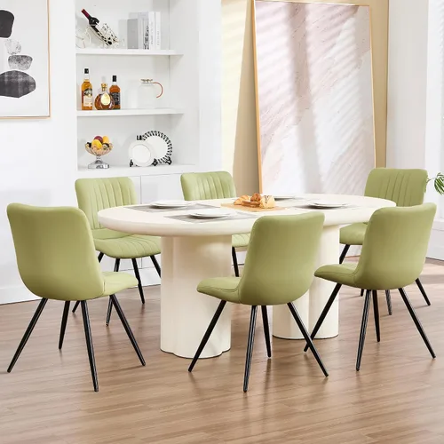Miniatura 28 de Sillas de comedor, modernas sillas de comedor con cojines gruesos, sillas tapizadas de piel sintética para cocina, comedor con patas de metal