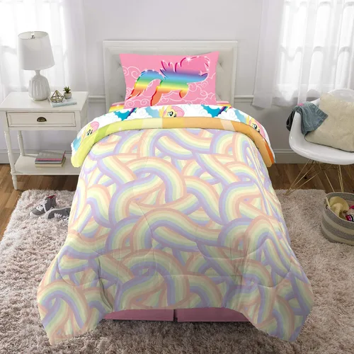 Miniatura 6 de Franco Juego de sábanas y edredón de microfibra súper suave para niños, 4 piezas, tamaño individual, unicornio My Little Pony Mi pequeño poni