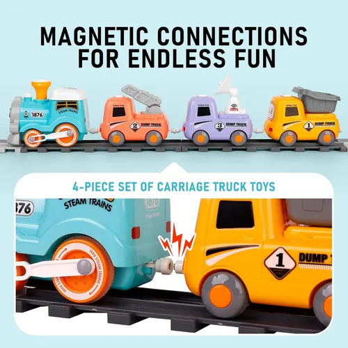 Miniatura 3 de Juguete de Tren Eléctrico para Niños Pequeños de 1 a 3 años, Locomotora de Vapor, Camión de Choque y Va, Figura de Personas con Humo, Luces