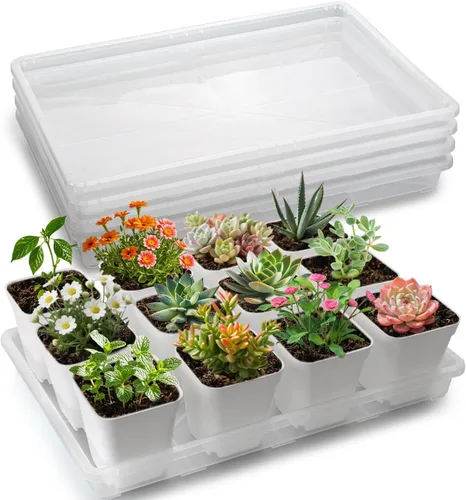 Miniatura 10 de RooTrimmer Paquete de 5 Bandejas para Vivero, Bandeja para Plantas con Capacidad de Transporte y Soporte para Macetas de 24 Celdas, Bandeja