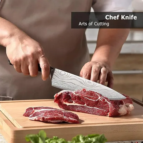 Miniatura 3 de Cuchillo de chef de 8 pulgadas, cuchillo de cocina de acero inoxidable de alto carbono, cuchillo de cocina multiusos para picar carne y verduras
