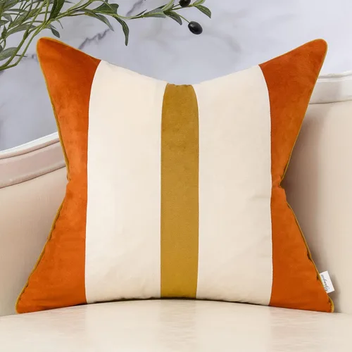 Miniatura 8 de Yangest - Funda de cojín lumbar de terciopelo a rayas, funda de cojín de retazos negros, funda de cojín moderna neutra oblonga para sofá, sillón