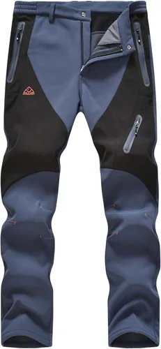 TBMPOY Pantalones de senderismo para hombre, impermeables, con forro polar, para nieve, esquí, con aislamiento y bolsillos con cremallera