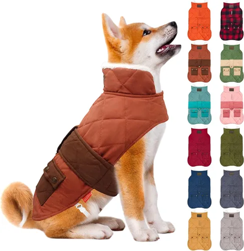 Miniatura 21 de KYEESE Abrigo para Perros Cálido Abrigo de Invierno Acolchado para Mascotas con Agujero para la Correa Chaqueta Suave para Perros con Bolsillo