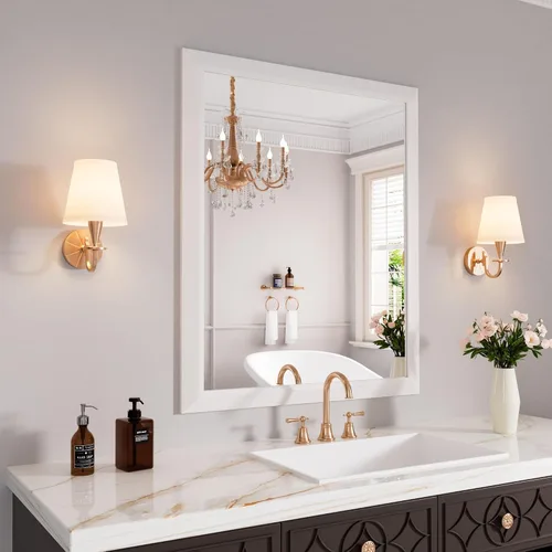 Miniatura 133 de Amorho Espejo de Baño Negro, Espejos de Pared de 24x30 Pulgadas con Marco de Metal Grueso para Sobre el Fregadero, Dormitorio, Sala de Estar