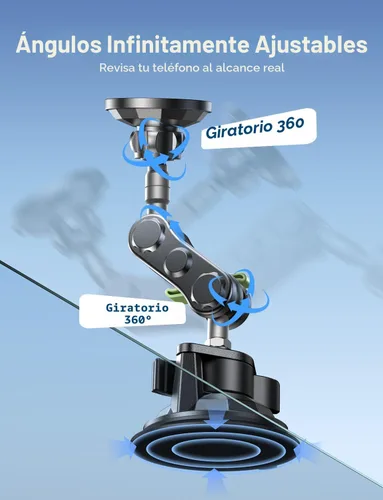 Miniatura 3 de MAGIC JOHN Soporte magnético para teléfono de coche [fuerte succión y fuerte magnético] Soporte de teléfono ajustable de 360° para parabrisas, metal
