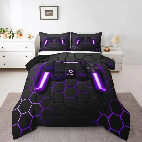 Miniatura 17 de Edredón de videojuegos para niños y adolescentes, juego de ropa de cama individual, juego de edredón para niños y jugadores, decoración del hogar