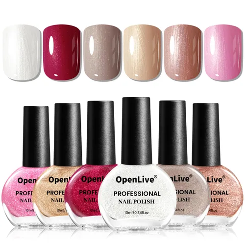 Miniatura 14 de OpenLive Juego de esmalte de uñas de gel de 10 ml, 6 colores con purpurina, rosa, rojo, rosa brillante, morado intenso, serie de esmalte de uñas