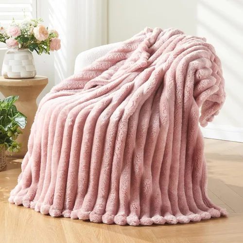 Miniatura 37 de NEWCOSPLAY Manta de Tiro Súper Suave Aqua Franela Sedosa Premium Forro Polar Jacquard Acanalado 3D Ligero Manta de Cama Uso en Todas las Estaciones