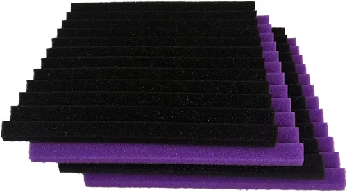 Miniatura 4 de Paquete de 52 paneles de pared de espuma acústica en cuña morado negro de 1" x 12" x 12" con absorción de sonido Púrpura/Negro