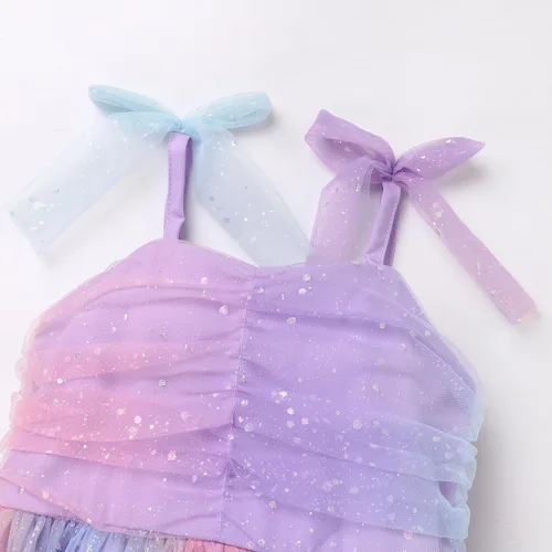 Miniatura 84 de IMEKIS Vestido de princesa de cumpleaños para niña pequeña, confeti brillante, bohemio, arco iris, pastel, sesión de fotos, traje para 1-6T