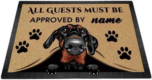 Miniatura 14 de Tapete personalizado con nombre de perro que mira al perro Cocker Spaniel, todos los invitados deben ser aprobados por alfombras para decoración