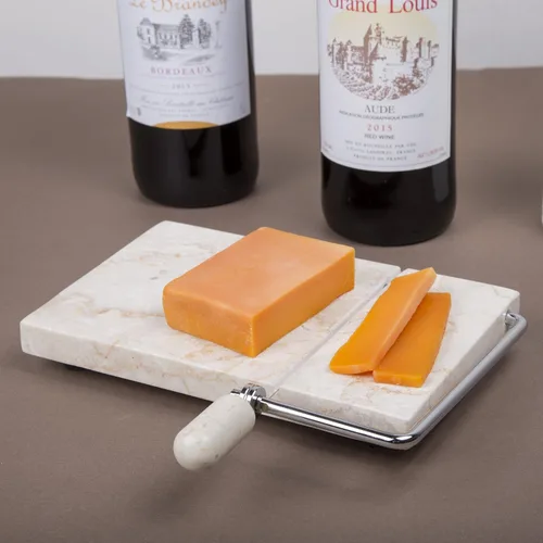 Miniatura 2 de Creative Home Cortador de mantequilla de queso de mármol champán natural, 5 pulgadas de largo x 8 pulgadas de ancho, beige