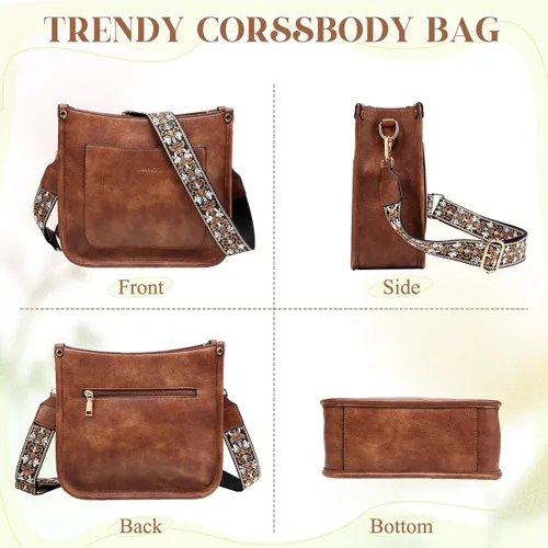 Miniatura 7 de RAVUO Bolsos cruzados para mujer, bolso de hombro de cuero vegano a la moda con 2 correas ajustables