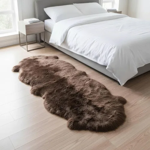 Miniatura 17 de Alfombra de Piel de Oveja Genuina Azul Playa de 2x3 pies, Alfombra de Acento de Piel Real Suave de Una Sola Piel para Silla, Funda de Asiento