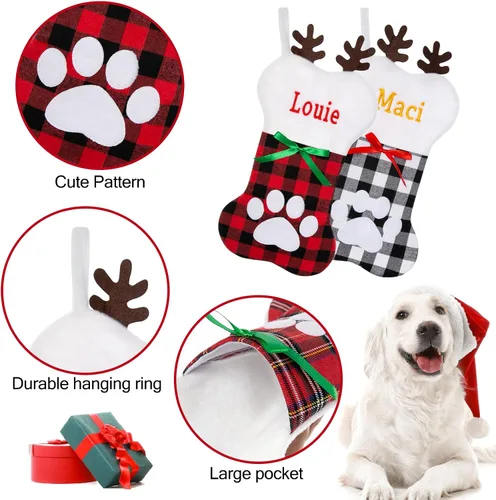 Miniatura 3 de Calcetín de Navidad Personalizado Grande Tejido Personalizado Bordado con Nombre Calcetín de Navidad para Familia Niños Mascotas Decoración