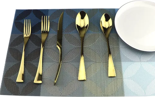 Miniatura 11 de Juego de cubiertos de acero inoxidable 18/10, cubiertos de cocina, juego de utensilios de cocina, cuchillo para carne, negro pulido espejo, juego