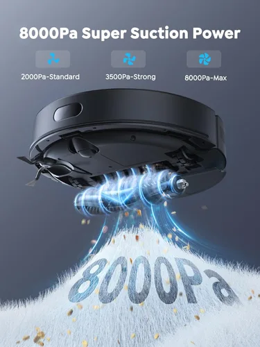 Miniatura 2 de Vyzzle Robot aspiradora y trapeador, aspiradora robótica 4 en 1 con base de vaciado automático, robot de aspiradora de 8000 Pa con navegación LiDAR