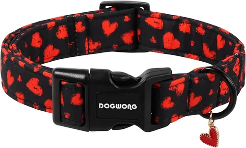 Miniatura 43 de DOGWONG Collar para perro de San Valentín, collar ajustable de algodón con corazón de caramelo azul, perfecto para perros pequeños a medianos