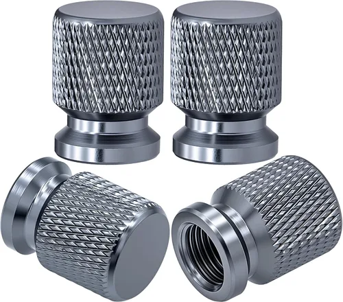 Miniatura 26 de 4 piezas de tapas de válvula de rueda con estilo púas, cubiertas universales de válvula de rueda de aleación de aluminio a prueba de polvo