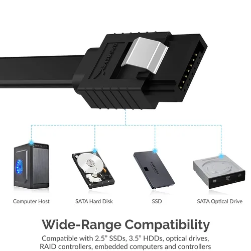 Miniatura 3 de SABRENT Cable de datos SATA III (6 Gbit/s) en ángulo recto con pestillo de bloqueo para unidades HDD/SSD/CD y DVD