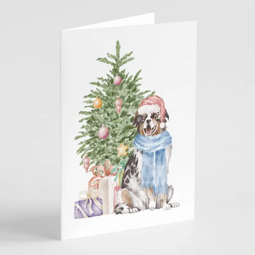 Miniatura 57 de Caroline's Treasures CK8213GCA7P Bulldog, Bulldog Inglés #2 - Tarjetas de felicitación y sobres de árbol de Navidad, paquete de 8 tarjetas en blanco