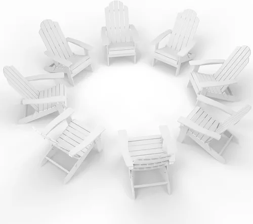Miniatura 17 de MXIMU Silla Adirondack plegable para exteriores: sillas Adirondack fáciles de montar y cómodas, silla de plástico compuesto para todo tipo de clima