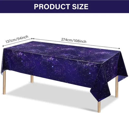 Miniatura 2 de Tatuo 1 paquete de mantel rectangular de plástico con galaxia, estrella espacial, nebulosa morada, desechable, cielo nocturno estrellado