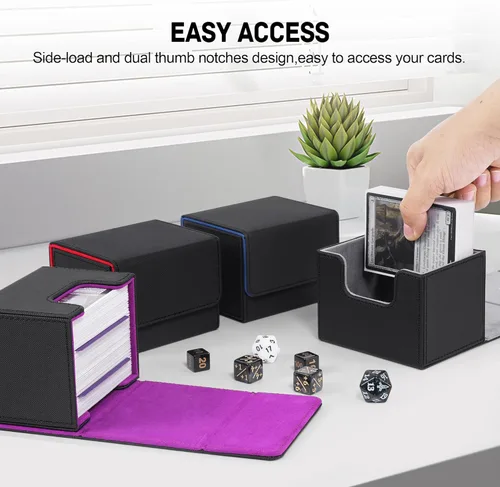 Miniatura 7 de Caja de almacenamiento de cartas ZLCA para cartas de intercambio, caja de cubierta de baraja MTG Commander con capacidad para más de 120 cartas