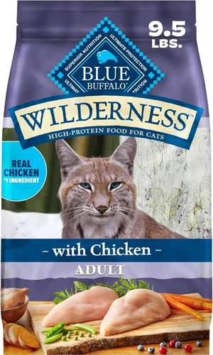 Blue Buffalo Wilderness Nature's Evolutionary Diet - Alimento seco natural alto en proteínas y sin granos para gatos adultos, pollo, bolsa de 9.5
