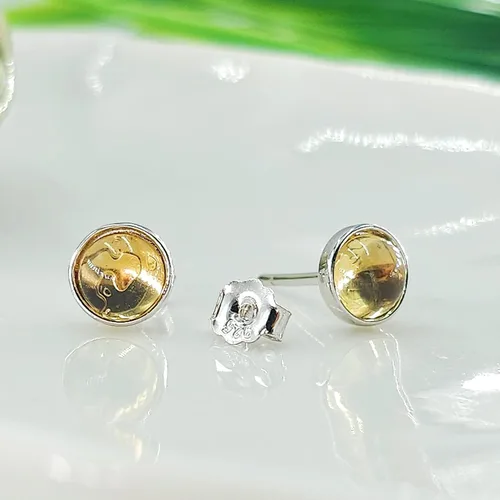 Miniatura 68 de Pendientes naturales de 0.236 in con chapado en oro blanco sobre plata de ley, bisel cabujón de piedras preciosas regalo de joyería para ella
