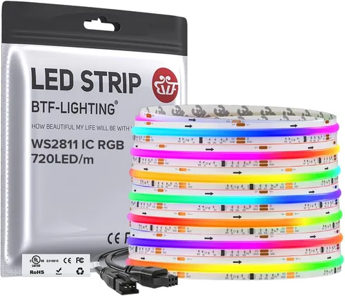 Miniatura 22 de BTF-LIGHTING FCOB WS2811 IC RGB COB - Tira de luces LED COB de 16.4 pies DC12V 630LED/m Flexible de Alta Densidad Uniforme Luz de Color Perseguidor