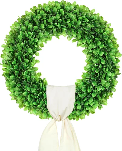 Miniatura 15 de DDHS Corona de boj de 18 pulgadas para puerta principal – Corona artificial verde de casa de campo, decoración DIY para primavera, verano, otoño e