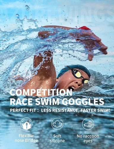 Miniatura 2 de Swim Goggles for Men Women – No Leak Anti-Fog UV HD Wide Vision, Racing & Swimming Goggles Black-Electroplate