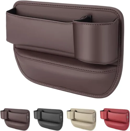 Miniatura 9 de Bolsa de cuero para portavasos de automóvil, caja de almacenamiento para automóvil mejorada 2025 con soporte para tazas, caja de almacenamiento