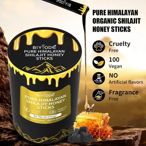 Miniatura 6 de Palitos de shilajit puros del Himalaya con miel orgánica, azafrán fáciles de consumir, 30 barras para aumentar la energía, inmune, 85+
