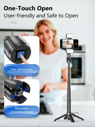 Miniatura 7 de USKEYVISION Palo selfie de bolsillo magnético para iPhone con luz para MagSafe 4 en 1, trípode portátil de bolsillo para iPhone y Android