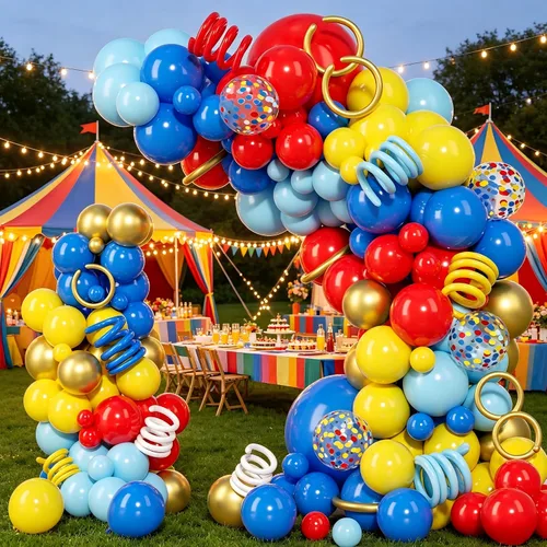 Miniatura 2 de PERPAOL 150 guirnaldas de globos rojos, amarillos y azules, globos de látex metálicos mixtos de confeti para cumpleaños, ducha, carnaval, circo
