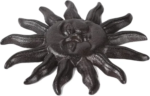 Miniatura 3 de BRASSTAR Hierro fundido 7.9 '' Sun Face Wall Decor Sun Art Escultura Colgante de pared para el hogar Jardín Casa Patio Tienda TQGJPT503