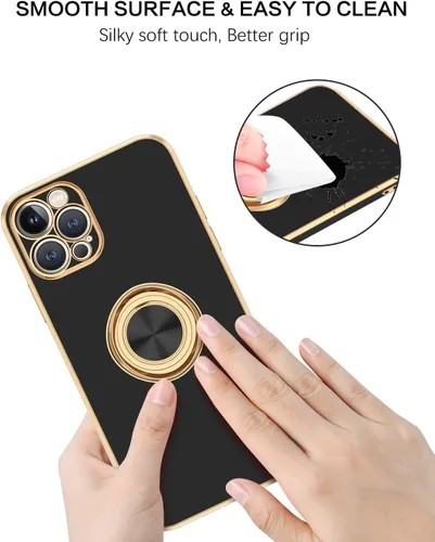 Miniatura 4 de BENTOBEN Funda para iPhone 12 Pro Max, iPhone 12 Pro Max con soporte de anillo de rotación atril flexible de TPU a prueba de golpes, protección
