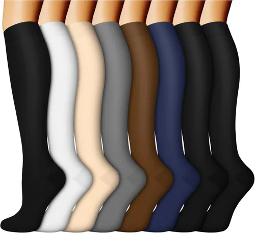 Miniatura 18 de ACTINPUT 8 pares de calcetines de compresión para mujeres y hombres, medias de compresión de apoyo para médicos, correr, atletismo