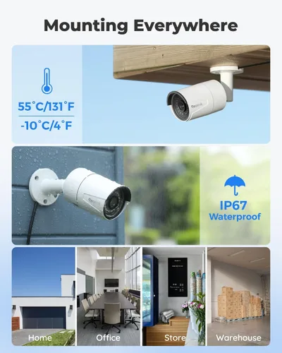 Miniatura 7 de REOLINK Sistema de cámara de seguridad de 8CH 5MP, 4 cámaras PoE con cable para seguridad del hogar al aire libre, detección inteligente de Blanco