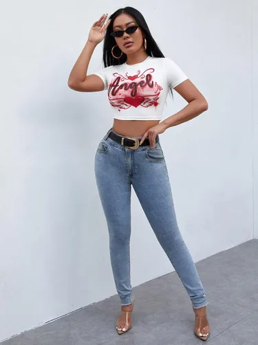 Miniatura 5 de SOLY HUX Camiseta corta de manga corta Y2k para mujer, camiseta de verano, Blanco