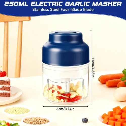 Miniatura 5 de Mini juego de picador de ajo eléctrico, nuevo picador de ajo pequeño 2025, herramienta eléctrica de picado de alimentos, carga USB, molinillo