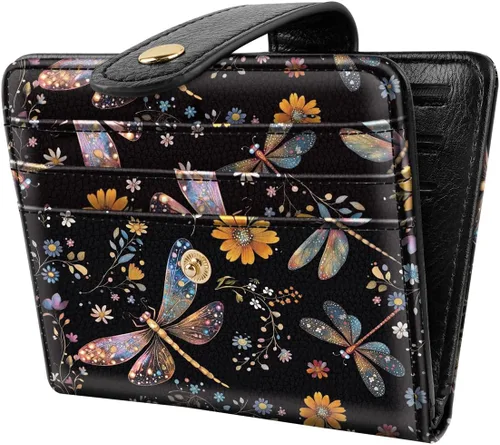 Miniatura 17 de Carteras pequeñas para mujer, diseño delgado y minimalista, tarjetero plegable para bolsillo o bolso, Mariposas negras