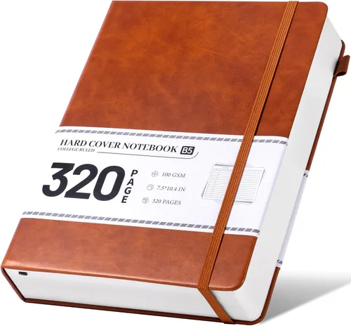 Miniatura 28 de CAGIE Cuaderno rayado, 320 páginas cuaderno rayado grueso para la universidad, papel de 100 g/m², diarios de tapa dura de cuero A5 para escribir Azul